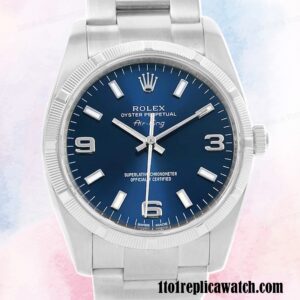 1:1 replica Rolex Air-king 114210BLSO Rolex Calibre 2813 Men’s Hands and Markers Silver-tone