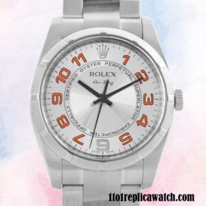 1:1 replica Rolex Air-king 114210SAO Rolex Calibre 2813 Men’s Silver-tone Silver Dial