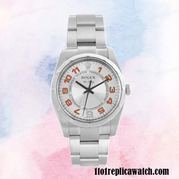 1:1 replica Rolex Air-king 114210SAO Rolex Calibre 2813 Men’s Silver-tone Silver Dial - Image 2