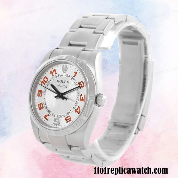1:1 replica Rolex Air-king 114210SAO Rolex Calibre 2813 Men’s Silver-tone Silver Dial - Image 3