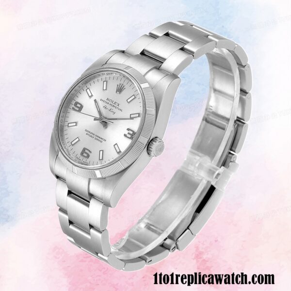 1:1 replica Rolex Air-king Men’s Rolex Calibre 2813 114210SSO Silver Dial 15mm - Image 3