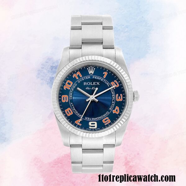 1:1 replica Rolex Air-king Men’s 114234BLAO Rolex Calibre 2813  Silver-tone - Image 2