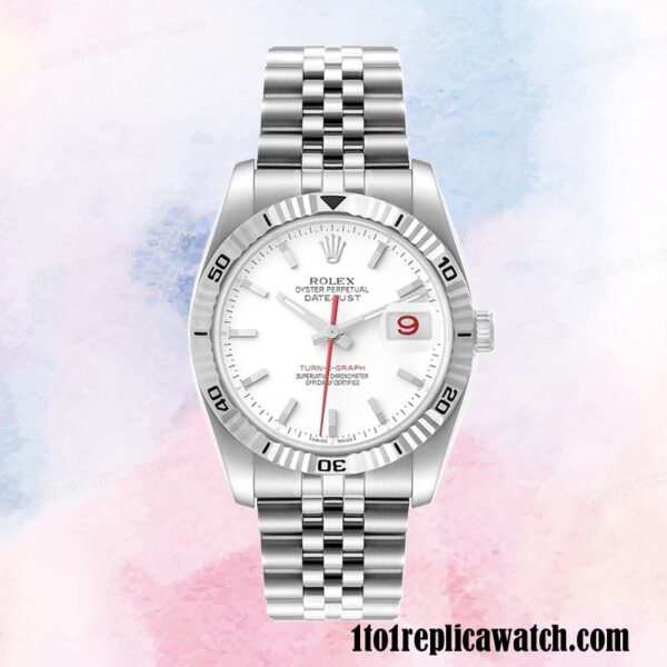 1:1 replica Rolex Datejust Turn-o-graph 116264 Men’s Rolex Calibre 2813 White Dial Hands - Image 2