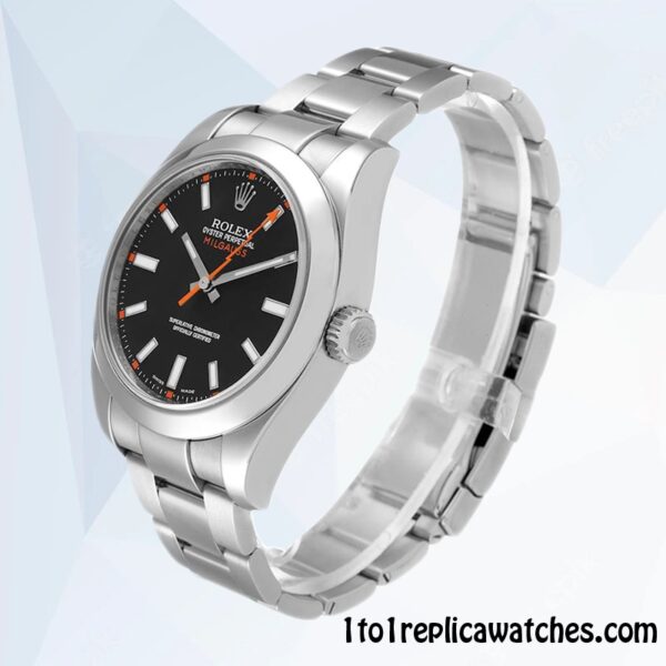 1:1 Replica Rolex Milgauss 116400BKSO Rolex Calibre 2813 Men’s Silver-tone Black Dial - Image 3