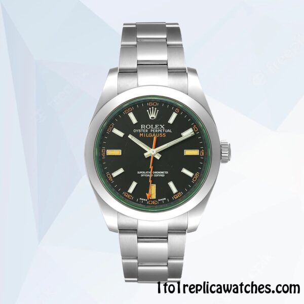 1:1 Replica Rolex Milgauss Men’s Rolex Calibre 2813 m116400gv-0001 12mm Hands and Markers - Image 2