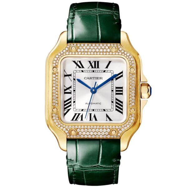 Santos de Cartier Medium Diamond Set Automatic 18ct Yellow Gold Watch - Image 3
