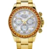 Rolex Daytona Yellow Gold Orange Sapphire Bezel MOP 116578SACO