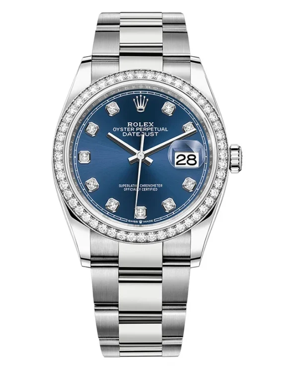 Rolex Datejust Bright Blue Diamond Dial Diamond Bezel 36mm 126284RBR - Image 2