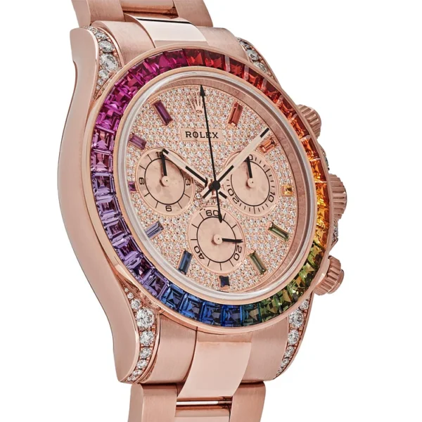 Rolex Daytona Rose Gold Rainbow Bezel Diamond Dial 116595RBOW - Image 3