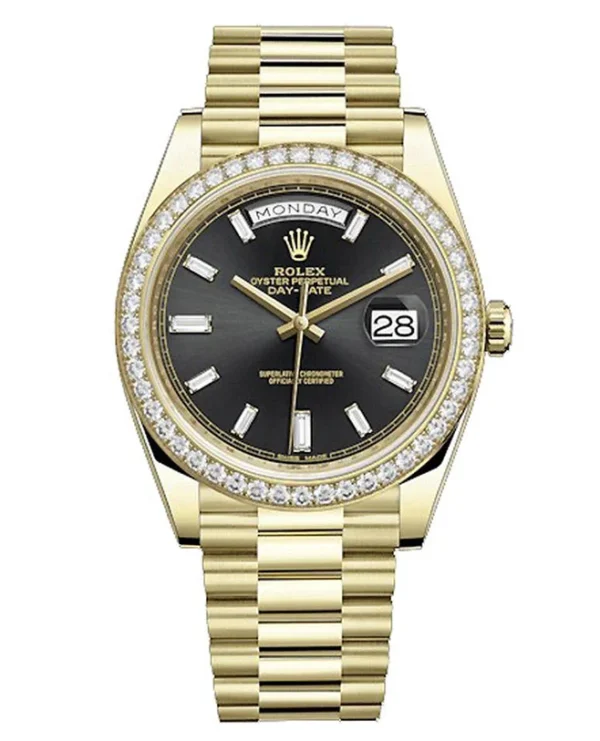 Rolex Day-Date 40 Presidential 228348 Diamond Bezel Baguette Diamond Black Dial - Image 2