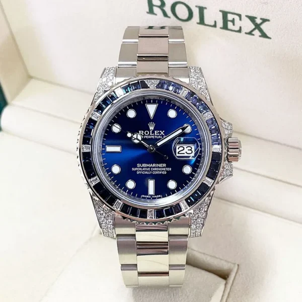 Rolex Submariner Date 116659 SABR 18K White Gold Diamonds Sapphires UNWORN - Image 12