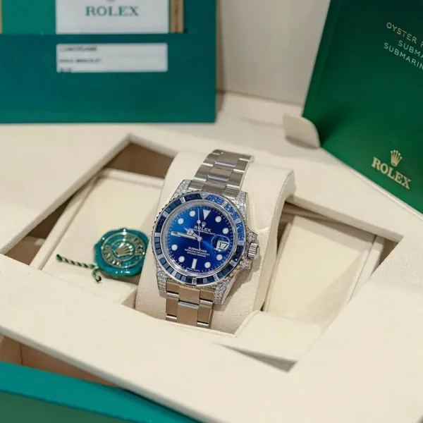 Rolex Submariner Date 116659 SABR 18K White Gold Diamonds Sapphires UNWORN - Image 11