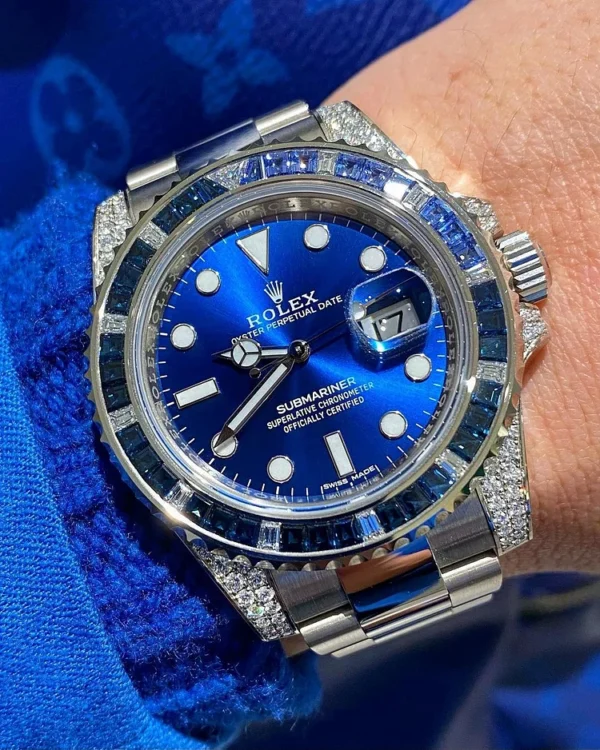 Rolex Submariner Date 116659 SABR 18K White Gold Diamonds Sapphires UNWORN - Image 9