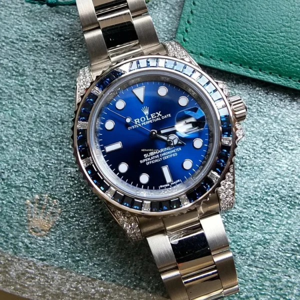 Rolex Submariner Date 116659 SABR 18K White Gold Diamonds Sapphires UNWORN - Image 8