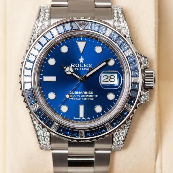 Rolex Submariner Date 116659 SABR 18K White Gold Diamonds Sapphires UNWORN - Image 7