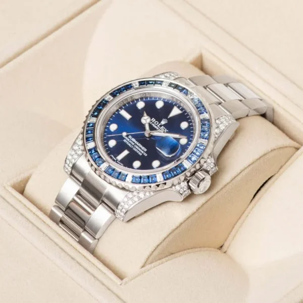 Rolex Submariner Date 116659 SABR 18K White Gold Diamonds Sapphires UNWORN - Image 4