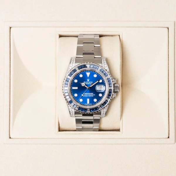 Rolex Submariner Date 116659 SABR 18K White Gold Diamonds Sapphires UNWORN - Image 3