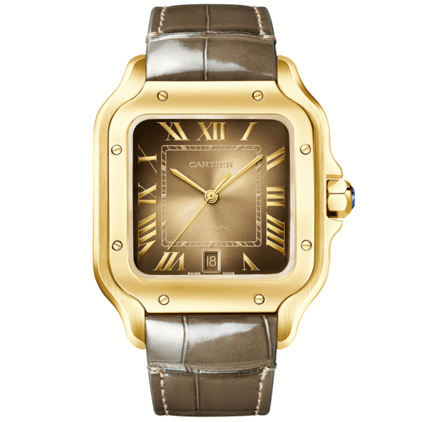 Santos de Cartier Large Brown Dial 18ct Yellow Gold Automatic Watch - Image 4