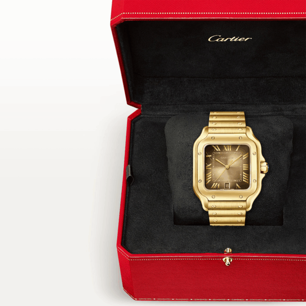 Santos de Cartier Large Brown Dial 18ct Yellow Gold Automatic Watch - Image 5