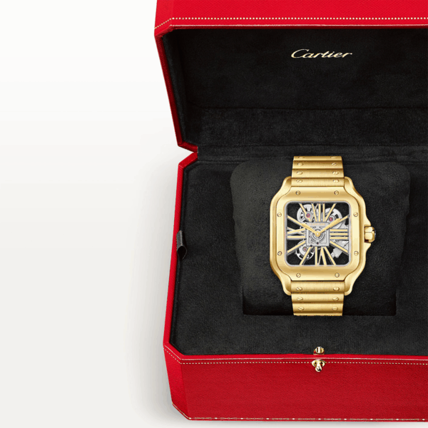 Santos de Cartier Large 18ct Yellow Gold Men’s Skeleton Dial Watch - Image 4