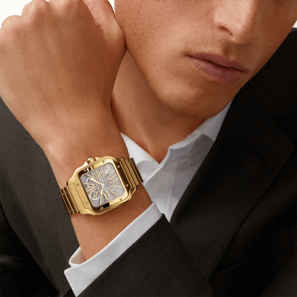 Santos de Cartier Large 18ct Yellow Gold Men’s Skeleton Dial Watch - Image 2