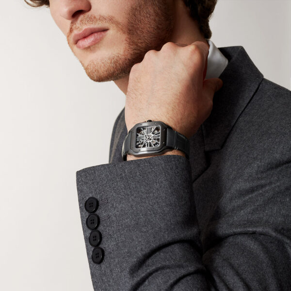 Santos de Cartier Large Skeleton Black ADLC Men’s Watch - Image 5