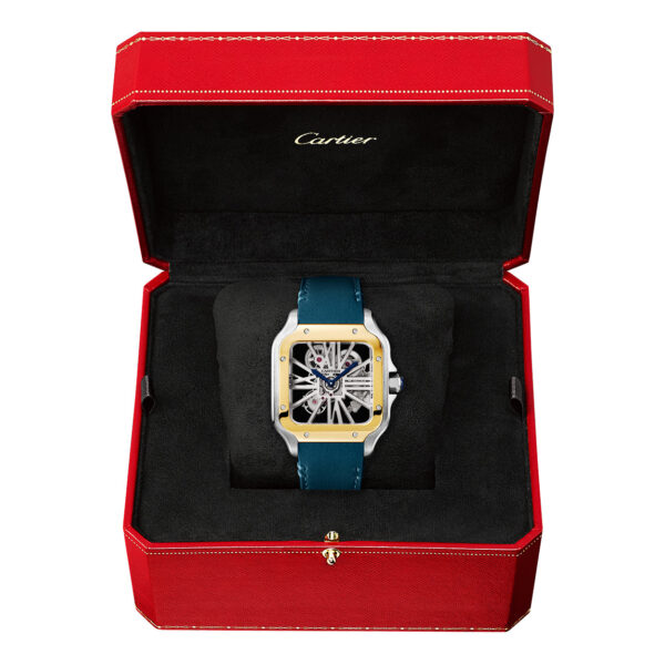 Santos de Cartier Large Skeleton Steel & 18ct Yellow Gold Strap Watch - Image 2