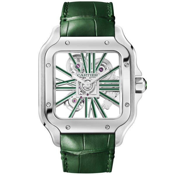 Santos de Cartier Large Skeleton/Green Dial Men’s Watch - Image 4