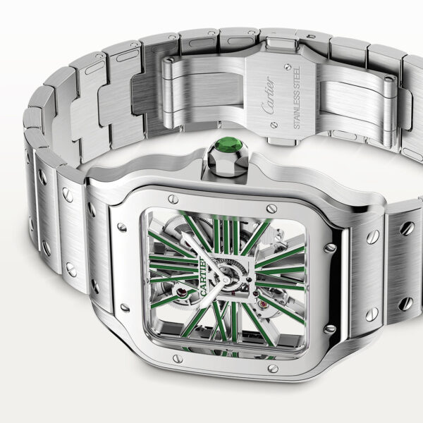 Santos de Cartier Large Skeleton/Green Dial Men’s Watch - Image 2