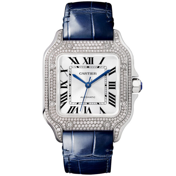 Santos de Cartier Medium Diamond Set Automatic 18ct White Gold Watch - Image 3