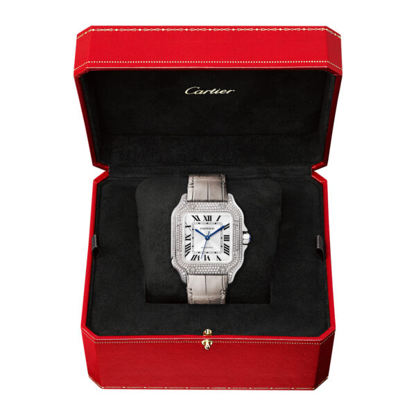 Santos de Cartier Medium Diamond Set Automatic 18ct White Gold Watch - Image 2