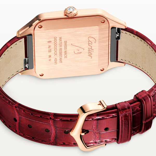 Santos-Dumont Large 18ct Rose Gold Silver Dial Diamond Bezel Watch - Image 2