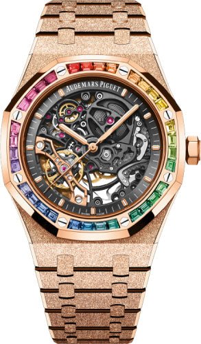 Audemars Piguet Royal Oak 41mm Frosted Rose Gold Double Balance Wheel Openworked Rainbow Slate Grey Bracelet – 15412OR.YG.1224OR.01-B