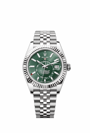 Rolex Sky-Dweller, 42mm, Oystersteel and 18k White Gold, Green, Jubilee, Ref# 336934-0002