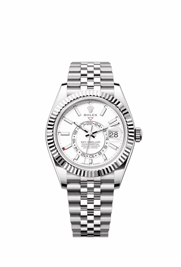 Rolex Sky-Dweller, 42mm, Oystersteel and 18k White Gold, White, Jubilee, Ref# 336934-0004