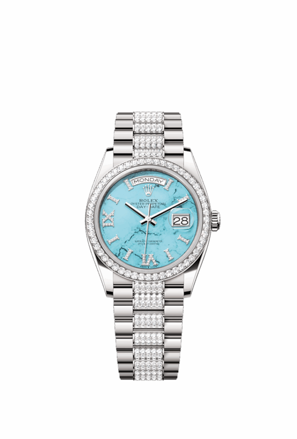 Rolex Day-Date 36, 18k White Gold with Diamond-set, 36mm, Ref# 128349rbr-0032