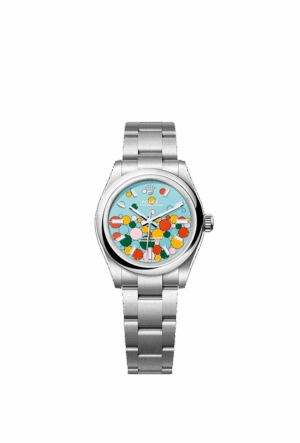 Rolex Oyster Perpetual 31, Turquoise blue, Celebration motif, Oystersteel, 31mm, Ref# 277200-0010