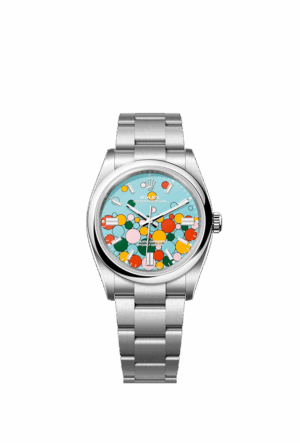 Rolex Oyster Perpetual 36, Oystersteel, 36mm, Turquoise Celebration Motif Dial, Ref# 126000-0009